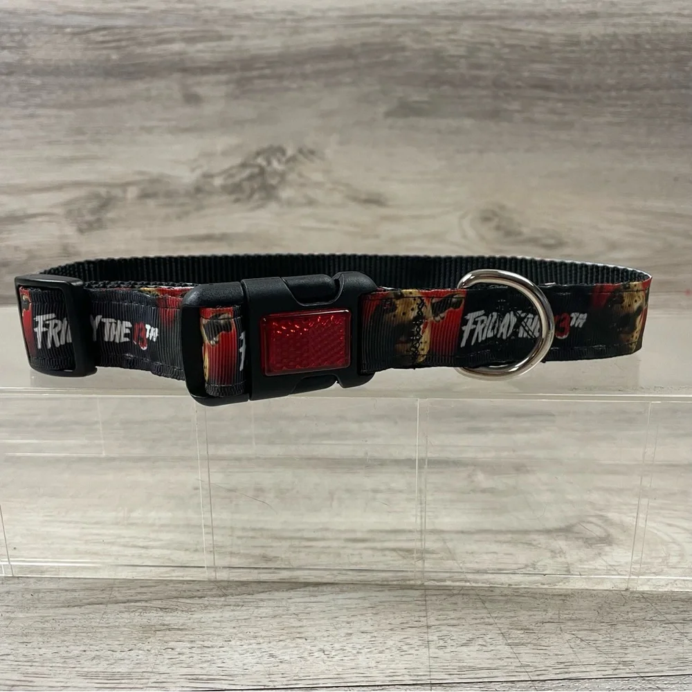 Friday The 13th Dog Collar With Reflective Clip Halloween Adjustable 19.5-11.5”